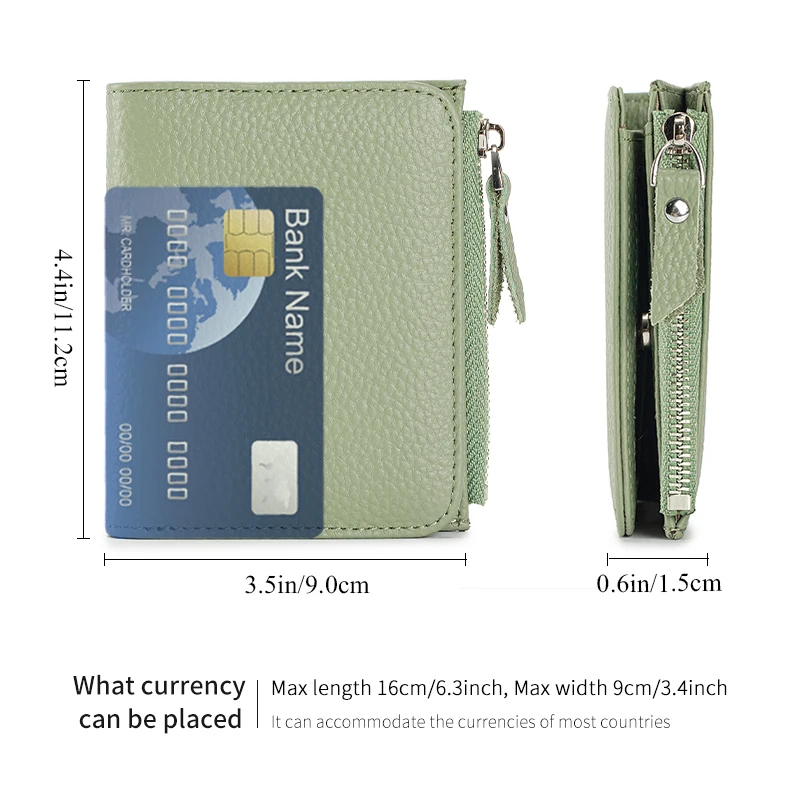 

Genuine Leather Mini RFID Blocking Bi-Fold Wallet Women Coin Pocket For Secure Storage With Credit Card Holder Zipper Wallets