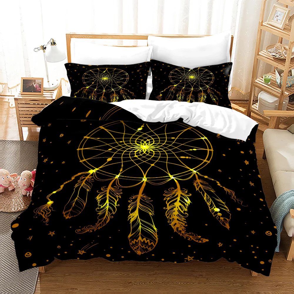 

Dreamcatcher Bedding Set Single Twin Full Queen King Feather Size Bed Set Aldult Kid Bedroom Duvetcover Sets 3D Anime 012