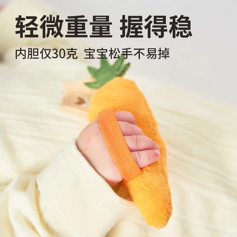 Anillo de agarre de mano para bebé, antisaltamiento, calma la muñeca y los lidos, artefacto para dormir, bebé puede masticar, juguete de peluche, correa de zanahoria