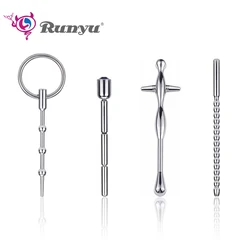 Runyu Double-Headed Horse Eye Stick Urethra Masturbator Adult Men and Women Urethral Stick Dilator SM Sextoys Metal Penis Plug