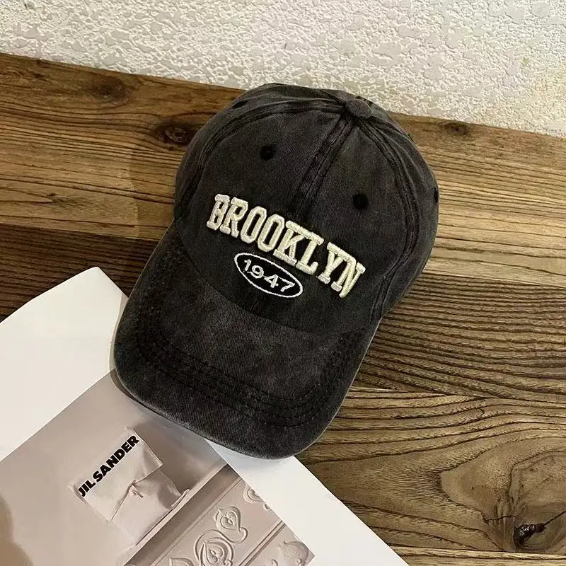 Topi Baseball Bordir Katun Brooklyn Baru, Topi Pria dan Wanita Versi Korea, Topi Kepribadian Hip-Hop