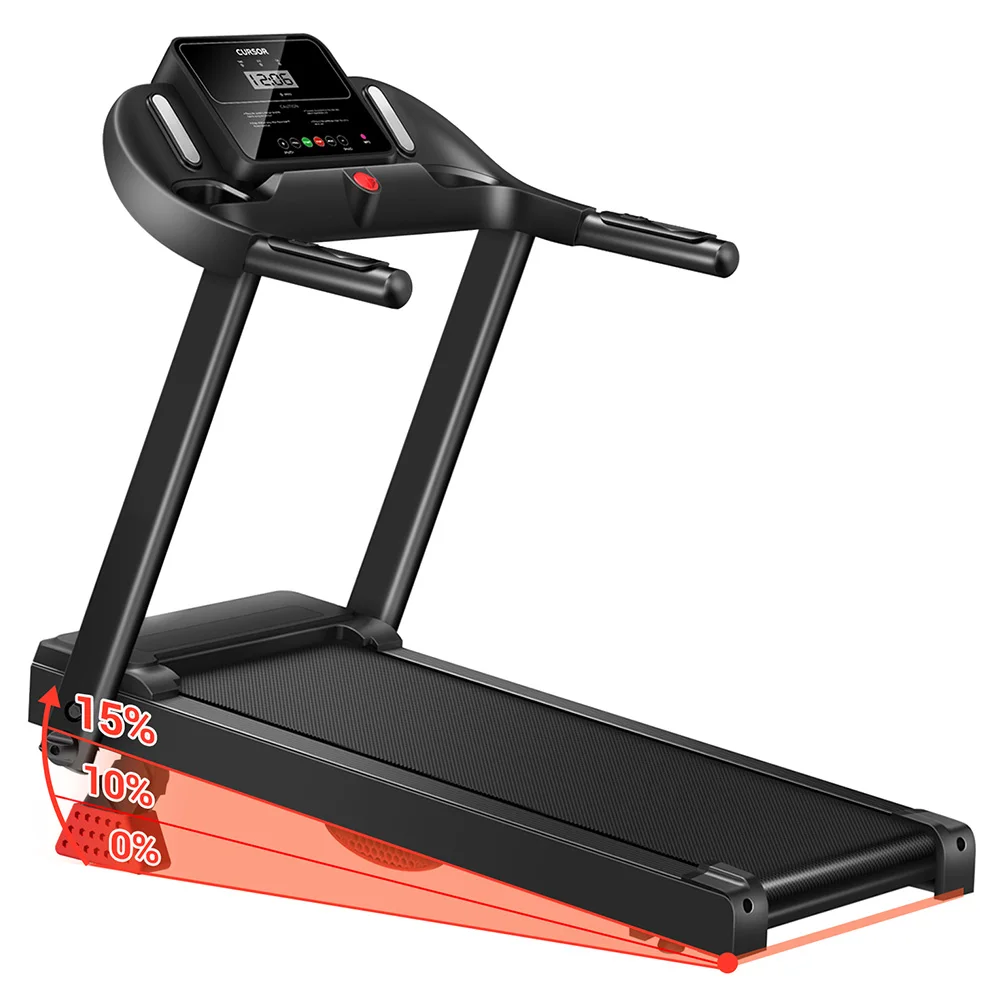 ROBORE P9 3.0HP Stille Loopband met 15% Helling, Slimme Handrailbediening, Hartslagsensor, Dubbele Schokabsorptie, Snelheid tot 14 km/u, 5-laags Loopband, Opvouwbaar Ontwerp voor Thuisfitness