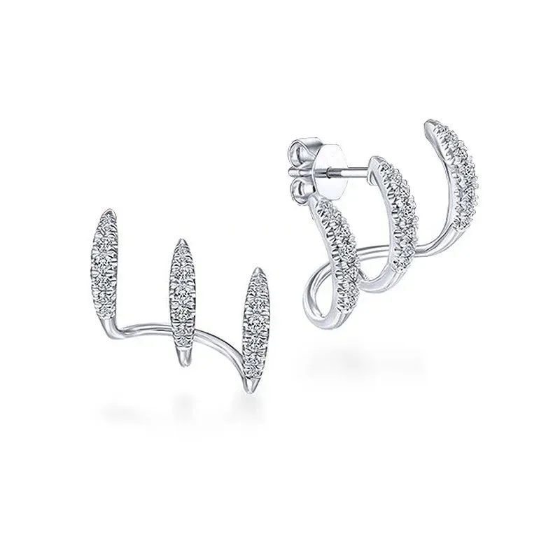925 Sterling Silver Claws Stud Earrings with Crystal Gold Earring AAA Stone Modern Design Fashion Accessories Women 2025 Jewelry