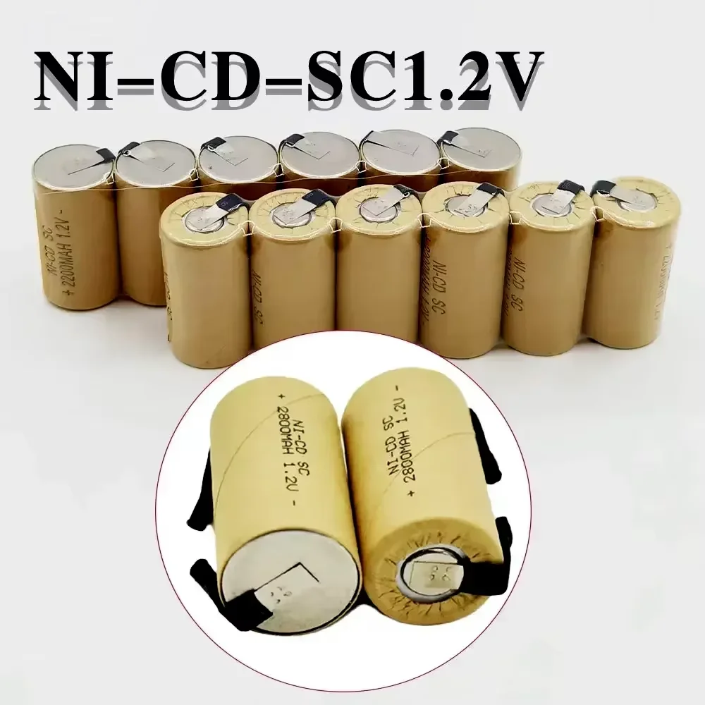 

1.2V Battery SC Rechargeable Battery 1.2V 2800mAh Sub C NI-CD Cell With Welding Tabs for Electric Drill Screwdriver DIY BATTERI