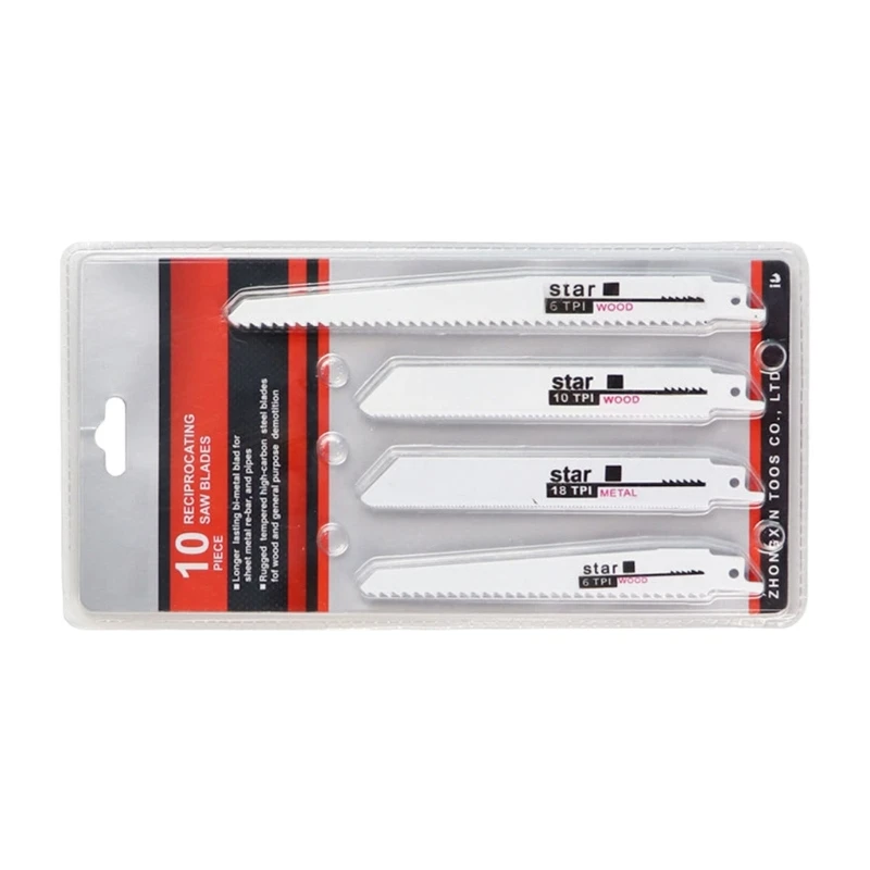 10Pcs Reciprocating Sawing Blade Two Tooth Types Carbon Steel Smooth Cutting