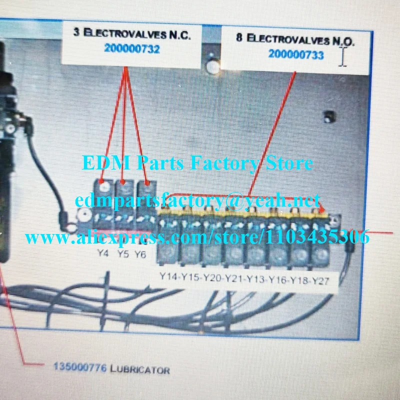 

200000732, 200.000.732 NC solenoid valve. 200000733, 200.000.733 NO solenoid valve for Charmille Robofil 290 wire cut edmmachine