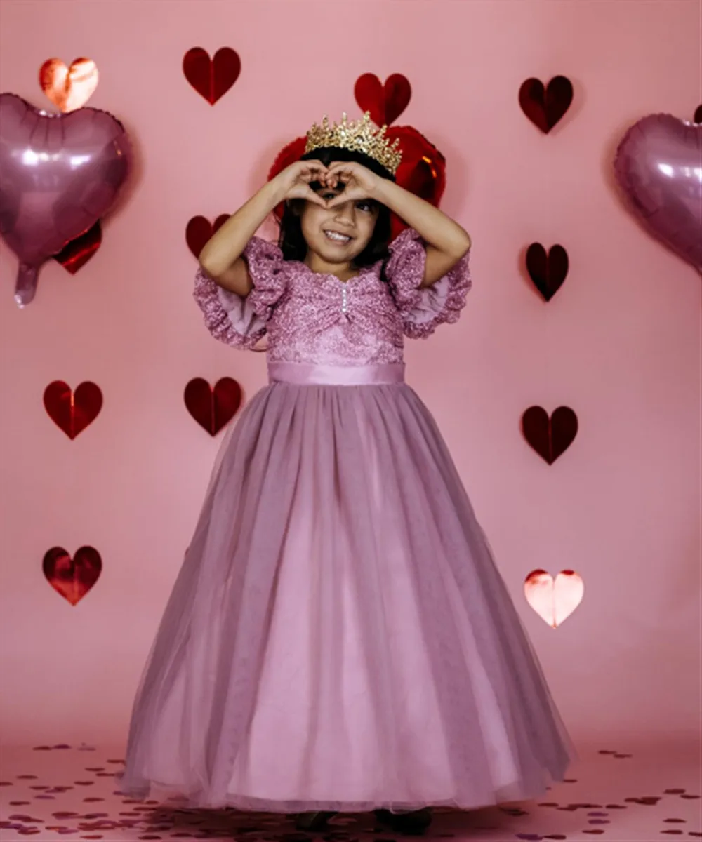 

Flower Girl Wedding Dress Bow Belt Beaded Dress for Kid Princess Girls Bridesmaid Pageant Party Formal Long Gown Communion Dress