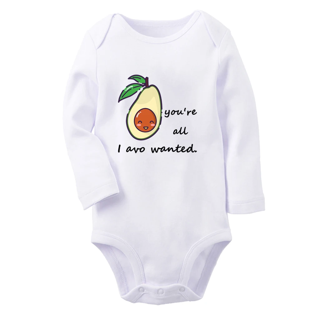 You're All I Avo Wanted Avocado Fun Graphic Baby Bodysuit Cute Boys Girls Rompers Infant Long Sleeves Jumpsuit Newborn Clothes