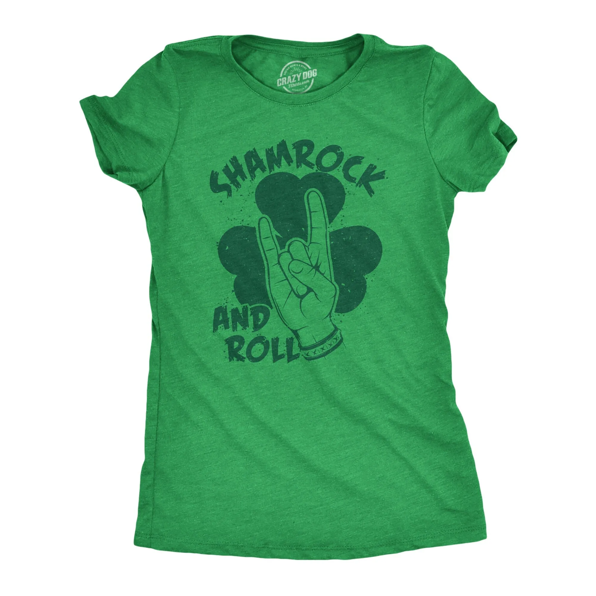 Shamrock And Roll Rock Metal Head Here To Party Four Leaf Clover T Shirt Drinking St Patricks Day