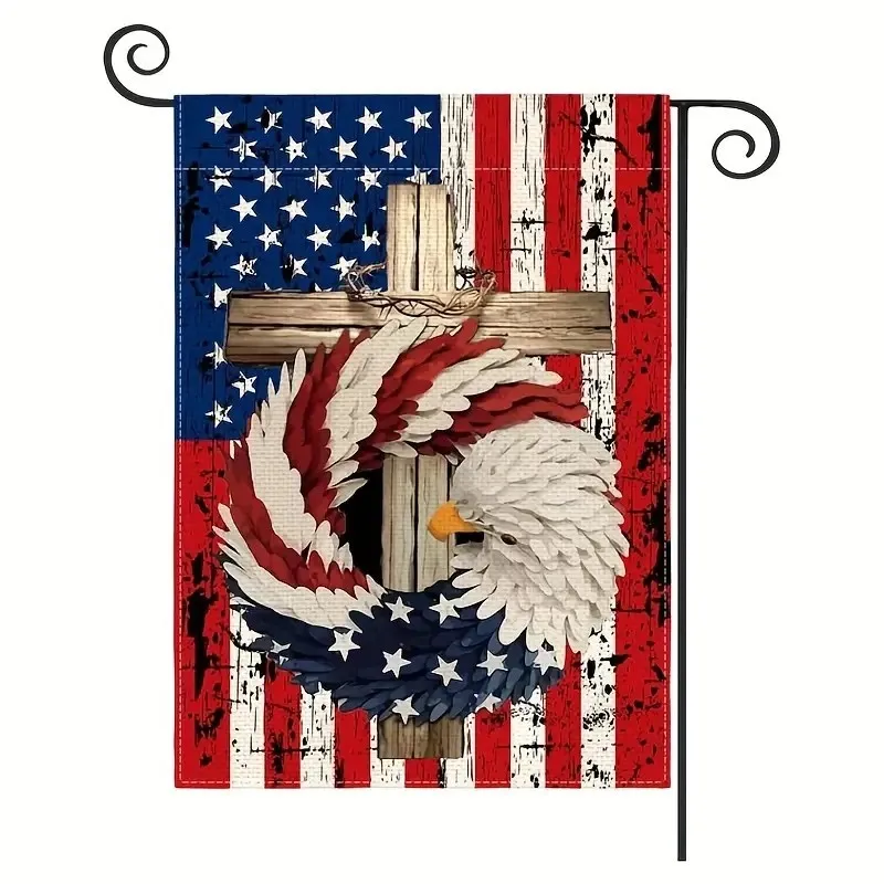 

Garden Flag American Independence Day Linen Print Outdoor Courtyard Decoration Small Flag Festival Flag