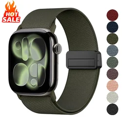 Magnetic Loop For Apple Watch Band 40mm 44mm 45mm 49mm 41mm 38mm Nylon sport bracelet iwatch ultra 3 2 Series 11 10 9 8 se strap