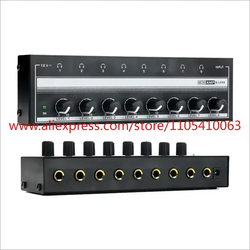 1pcs Gooermi HA800 Professional Ultra Low Compact 8-Channel Stereo Headphone Amplifier with Power Interface