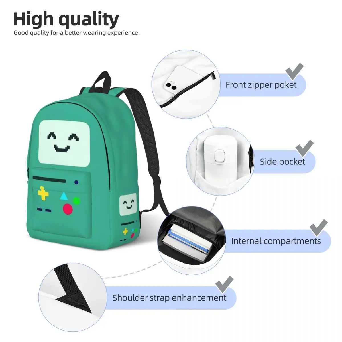 BMO Robot Backpack for Kids and Adults Schoolbag Student AdventureTime Cartoon Game Robots Bookbag Boy Girl Travel Bag Daypack