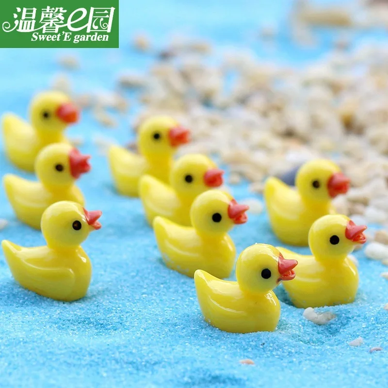 1set Cute Duck Miniature Figurine Ornaments For Home Yellow Ducklings Garden Easter Decor Slime Charms