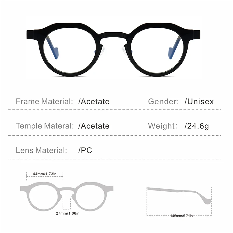 النظارات اليدوية خمر نظارات بمادة الخلات إطارات مستديرة الرجال النساء مصمم العلامة التجارية أزياء خمر FocusAid النظارات #6