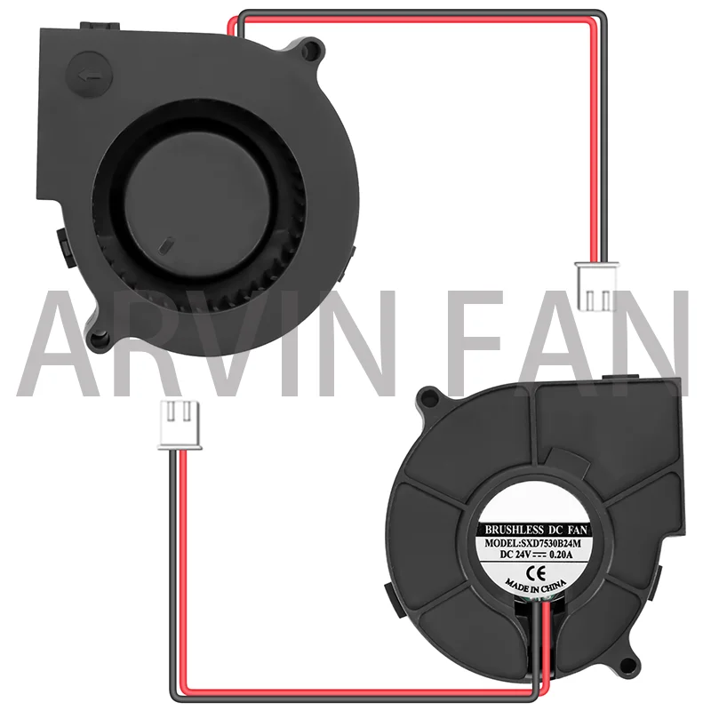 2pcs New DC Brushless Blower Fan 75x75x30mm 24V Dual Ball Bearing 7cm 7530 Centrifugal Radial Air Flow Cooling Cooler Fan