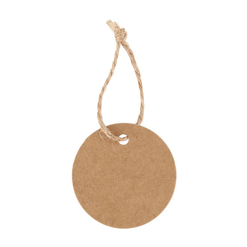 100Pcs Round Kraft Gift Tag With Jute Cord