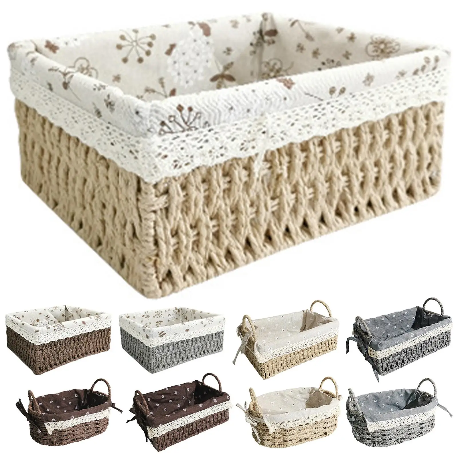 Rattan Storage Basket Toys Snacks Fruit Bread Storage Bins for Tabletop Dorm