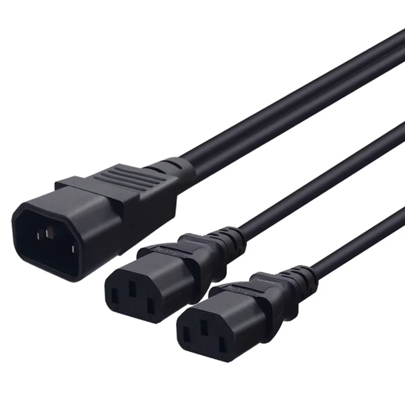 1FT 30cm Power Y Type Splitter Adapter Cable Single IEC 320 C14 Male To Dual C13 Female Short Cord For Computer Host Display