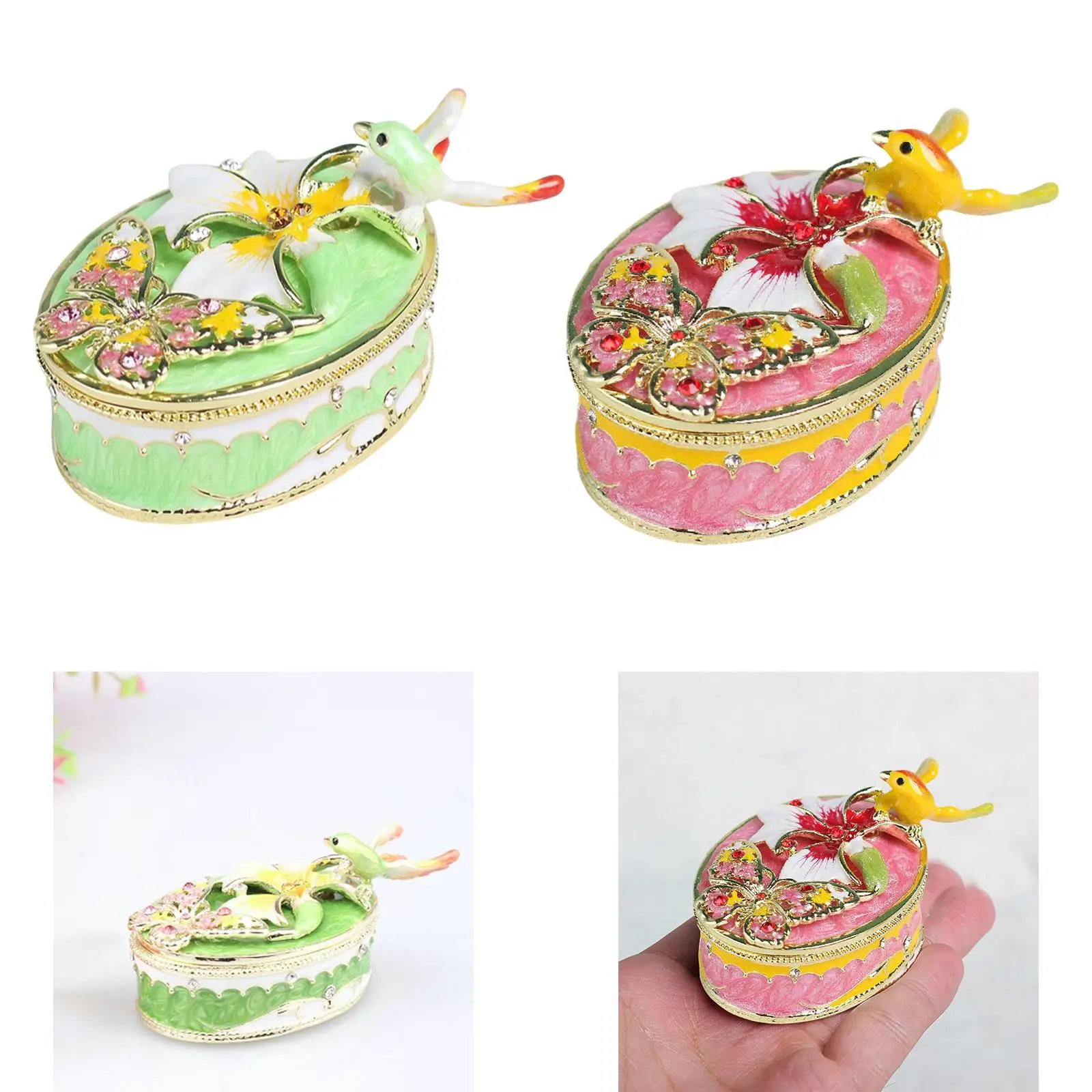 

Hinged Enameled Jewelry Box Statue Organizer for Party Favors Women Necklace