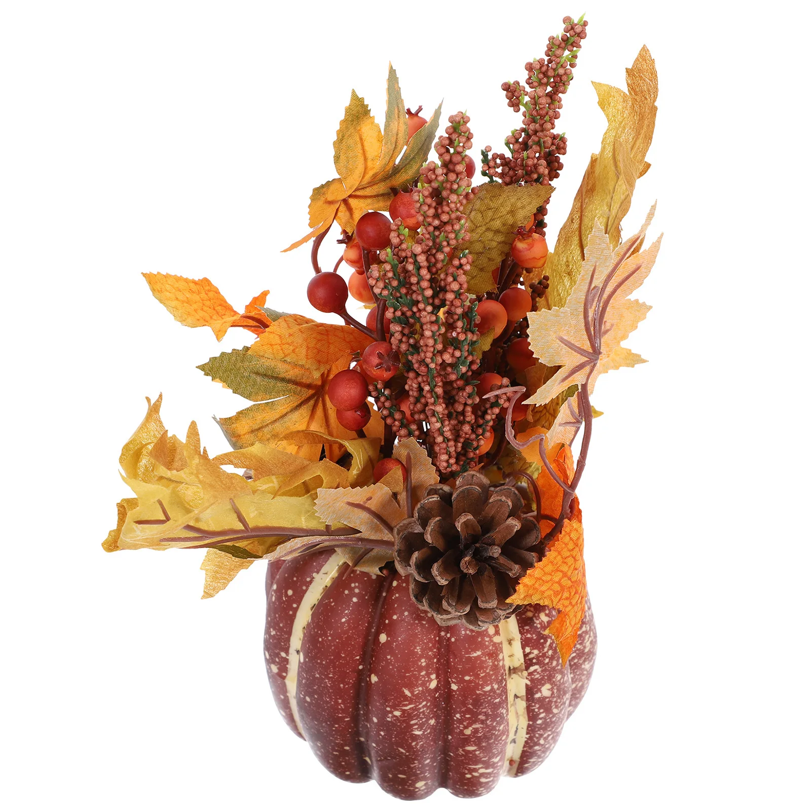 

1Pcs Lifelike Artificial Pumpkin with Bipeltate Maple Leaves Desk Decoration Festive Autumn Adornment Bipeltate Adornment