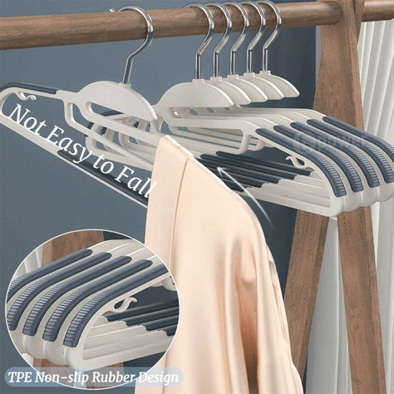 Hanger 10Pcs Anti-Slip Grey Multifunctional Wet and Dry Household Hanger Suitable for Hanging Storage Clothes Bedroom Ward image 2