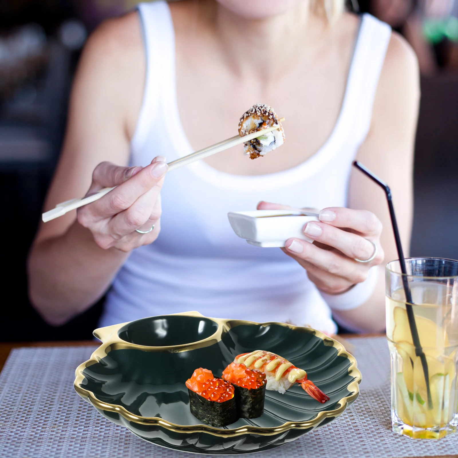 

1Pcs Shell Styled Dumpling Plate Simple Practical Ceramic Dish Suitable for Home Restaurant Buffet Sauce Bowl Dumpling Dish