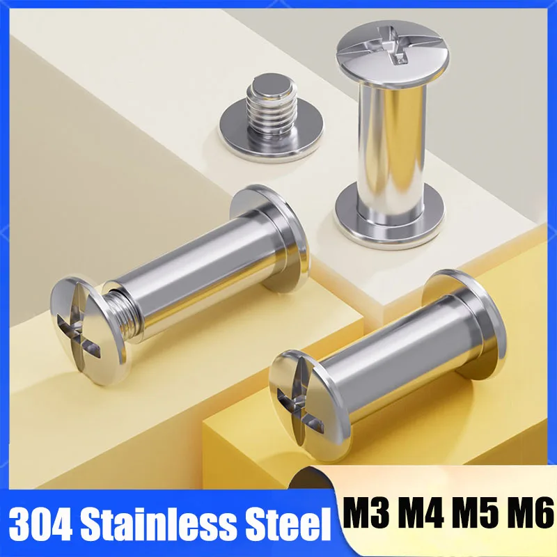 5~10Sets M3 M4 M5 M6 304 Stainless Steel Binding Chicago Screw Leather Bag Accounk Photo Album Screw Books Butt Assembling Bolts