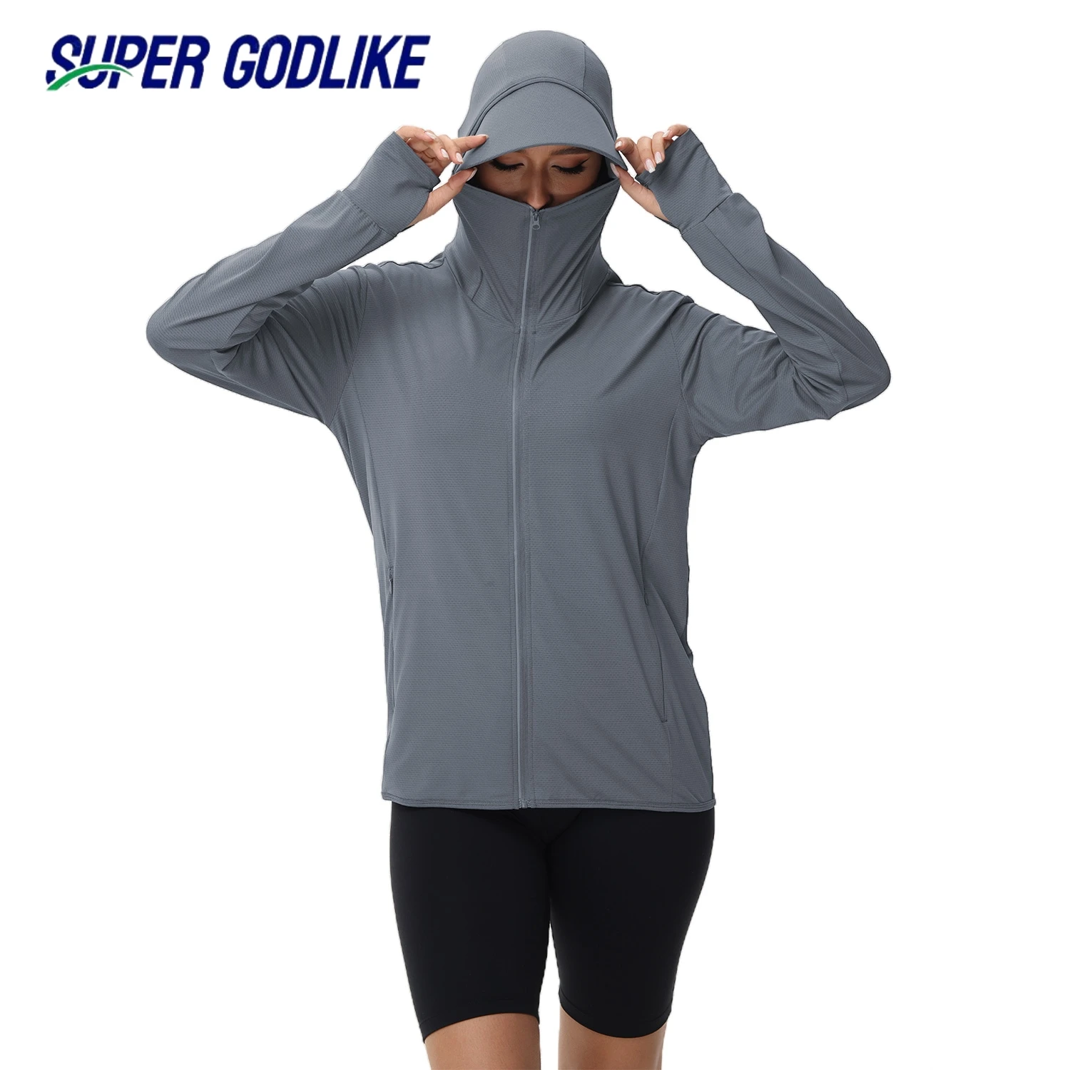 Summer High Quality Ice Silk Long sleeve Couple Sun Protection Clothing Outdoor UV Protection Sports Running Sun Protection Top