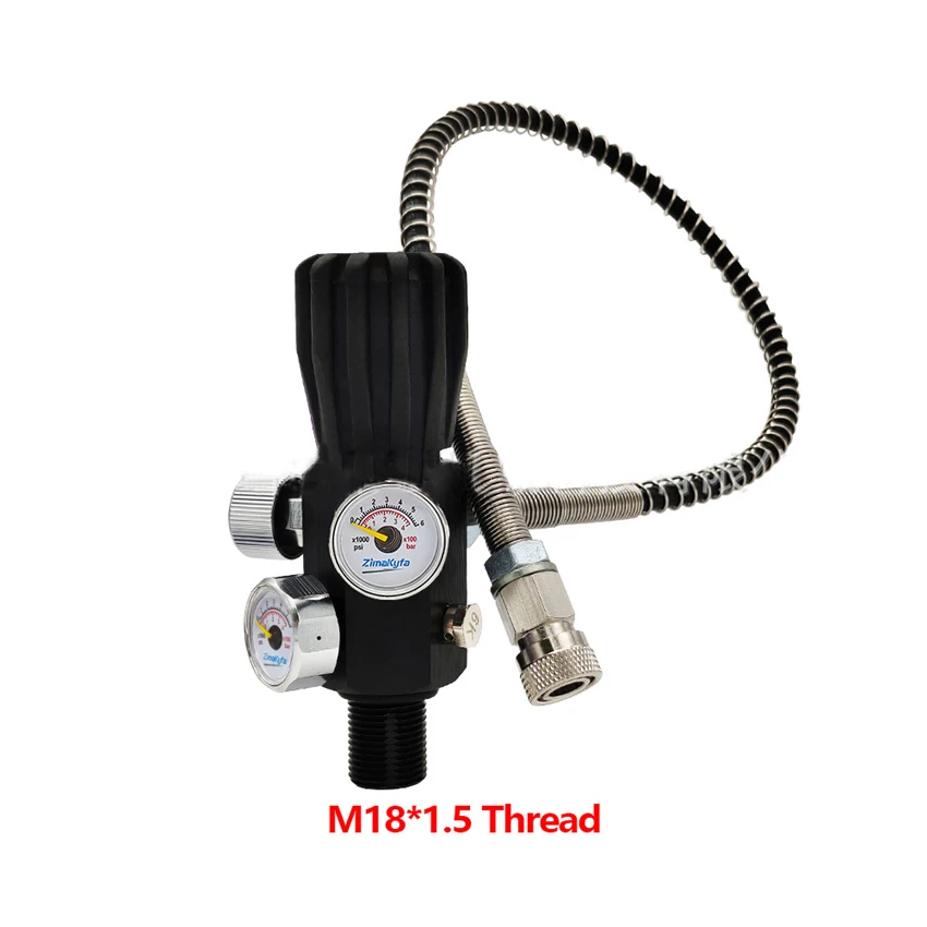 Diving Dual Pressure Gauge Inflation Joint Compressed Air Tank Charging Valve Double Gauge Cylinder Valve M18*1.5, 5/8-18UNF