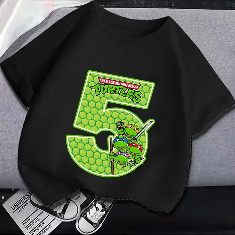 Teenage Mutant Ninja Turtles T-Shirts Black Birthday Number Anime Top Cartoon Tees Kawaii Casual Clothes Gift view 4