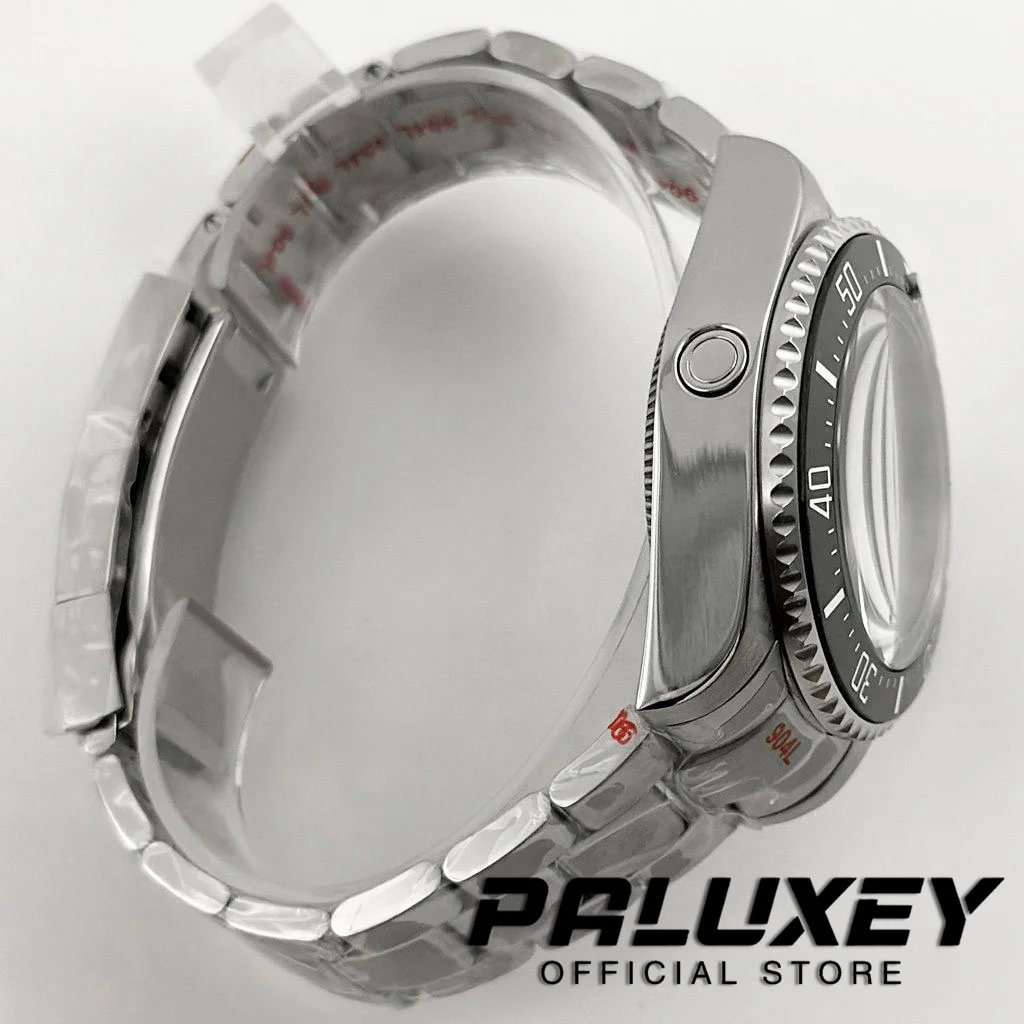 44MM Silver Sapphire Crystal DEEP SEA Homage Big Watch Case With Bracelet Compatible Fit NH35 NH36 NH34 NH38 NH39 NH70 Movement