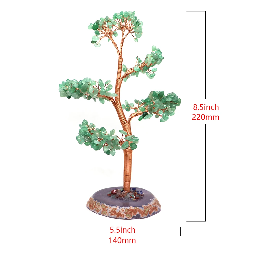 Exquisite Tree Of Life Decor Agate Base Crystal Chip Bead Energy Balance Chakra Tree for Luck Wealth Home Ornament New Year Gift