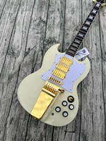 Custom , SG  Guitar, Cream White, Gold Vibrato, Stock