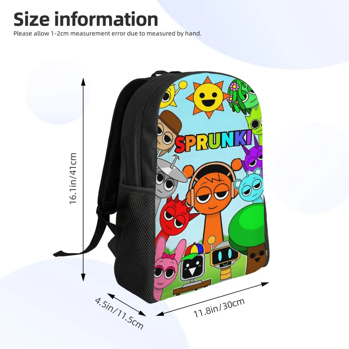 Mochila para ordenador portátil Sprunki personalizada, mochila básica para hombres y mujeres para estudiantes universitarios, bolsa de juegos de música