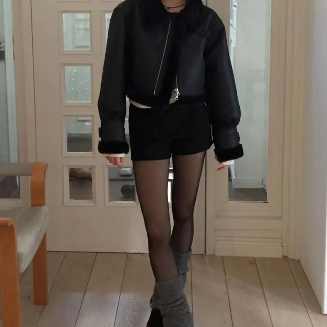 

Стильные шорты с высокой талией из хлопковой смеси в корейском стиле, длиной три четверти, с пуговицами, облегающие