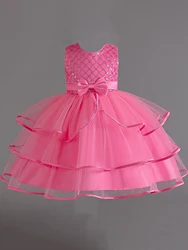 Rose floral Girl  dress sleeveless  princess birthday party dress 2 to 10 years sweet girl Wear