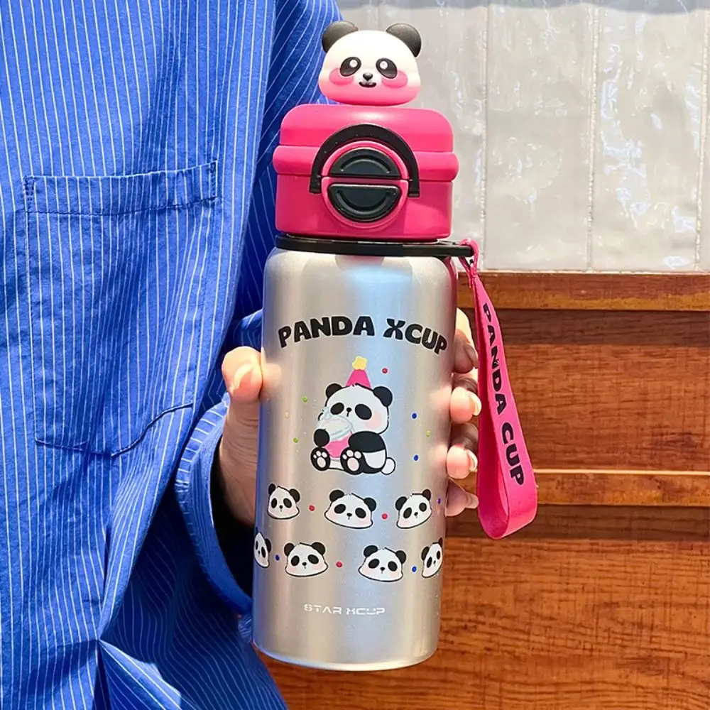 

Large Capacity Panda Insulated Cup Double Straw Reusable Cute Thermal Water Bottle 550ml 316 Stainless steel