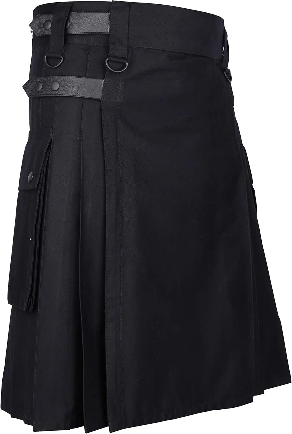 Men\'s Cotton Utility Kilt with Leather Strap & Cargo Pocket-Plus Size kilts for Men