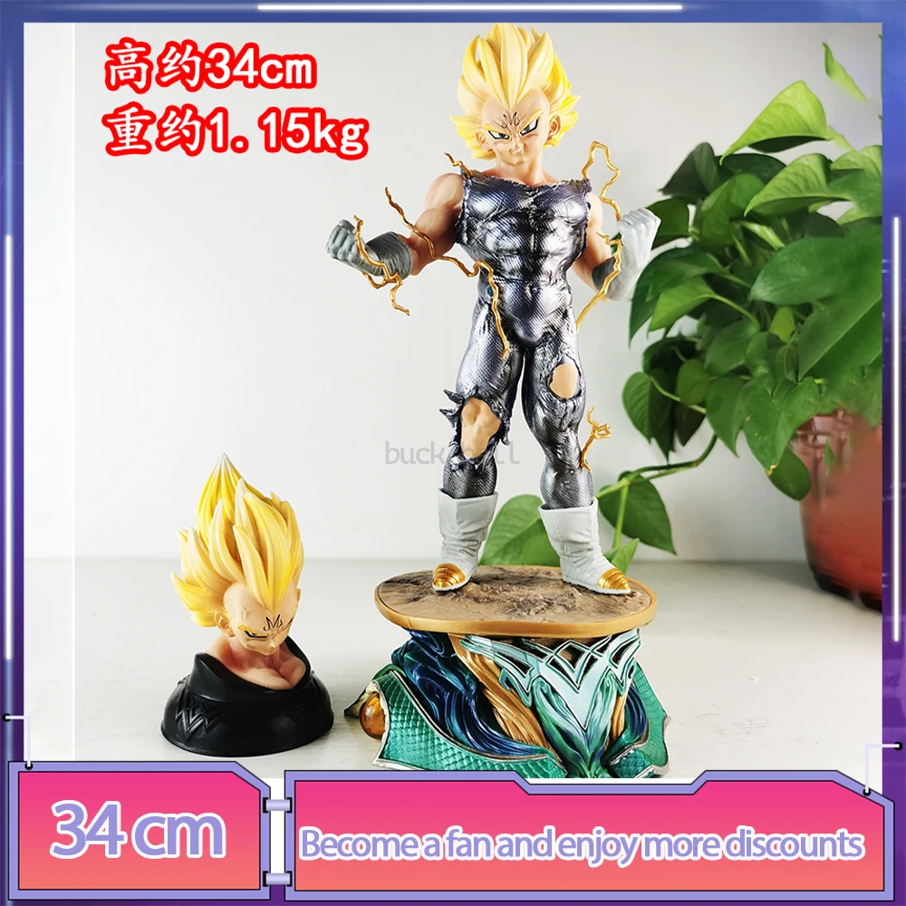 34cm Anime Dragon Ball Figure Vegeta Iv Figure Enchantment Vegeta Figurine Model Statue Doll Collection Toys Kid Christmas Gift