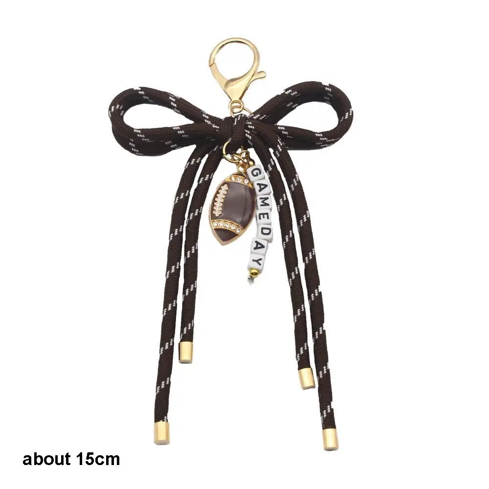 Premium Baseball Rugby Soccer Bag Charm Volleyball Nylon Rope Purse Charm Alloy Sports Theme Keychain Pendant Backpack Accent view 6