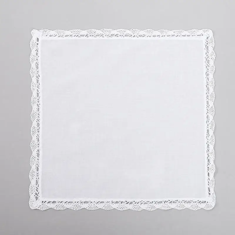 Handkerchiefs for Women White Handkerchief Cotton Ladies Hankies with Lace Edges for Wedding Party Functional Accessory