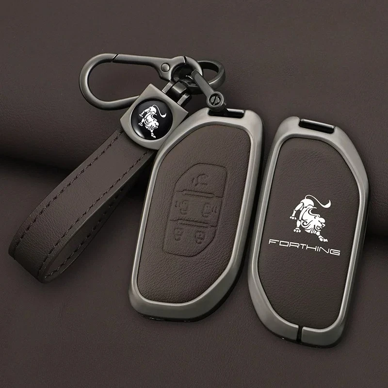 

Genuine Leather Key Cover For Dongfeng Forthing T5 EVO Shengshi Xinghai V9 S7 Yacht Thunder Car Key Case Bag Buckle Accessories