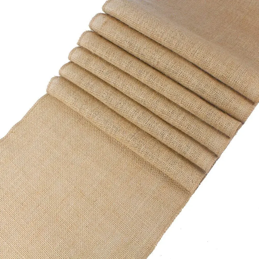 Natural Burlap Table Runner,Jute Vintage Farmhouse Tabletop Boho Decor for Wedding, Parties BBQ Everyday Holidays Decoration