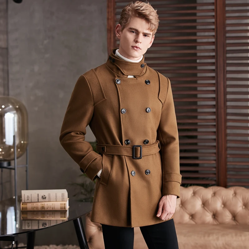 

Winter New 2023 Plus Size Men Fashion Stand Collar Woolen Suit Coat Autumn Luxury Male Slim Casual Wool Overcoat Trend Jackets