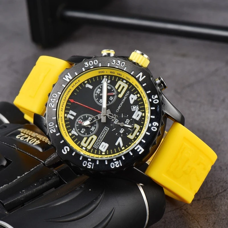 مصمم ساعة رجالي فاخرة أصلية ستة يد متعددة الوظائف حركة كوارتز سيليكون باند الهيب هوب ساعة اليد جودة عالية