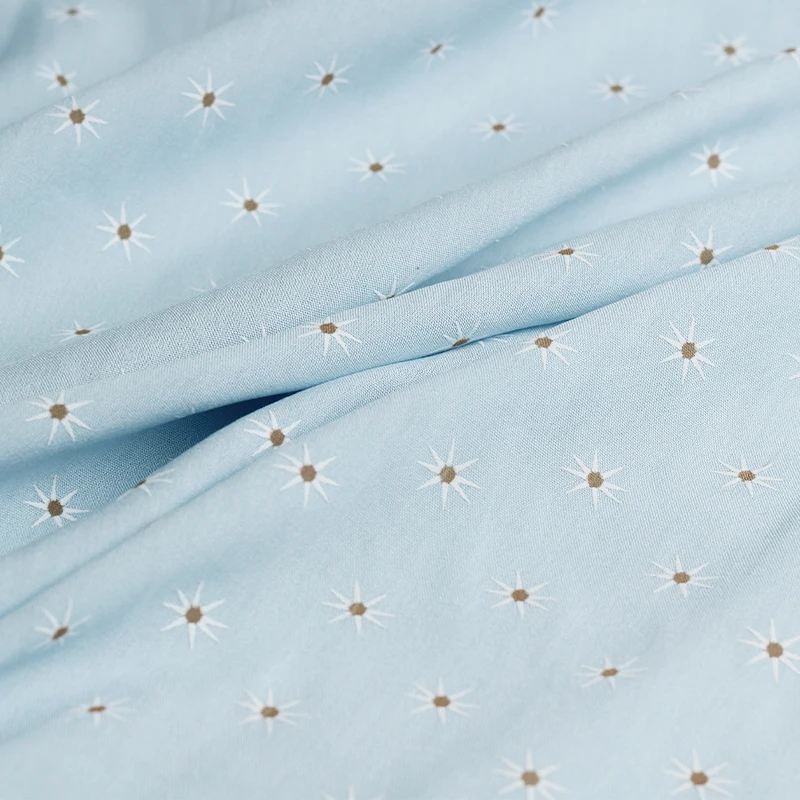 Redraspberry 210G Kleine Zonnebloemen Bedrukt Linnen Hemelsblauwe Stoffen Kleding Kleding Naaimaterialen Gratis Verzending