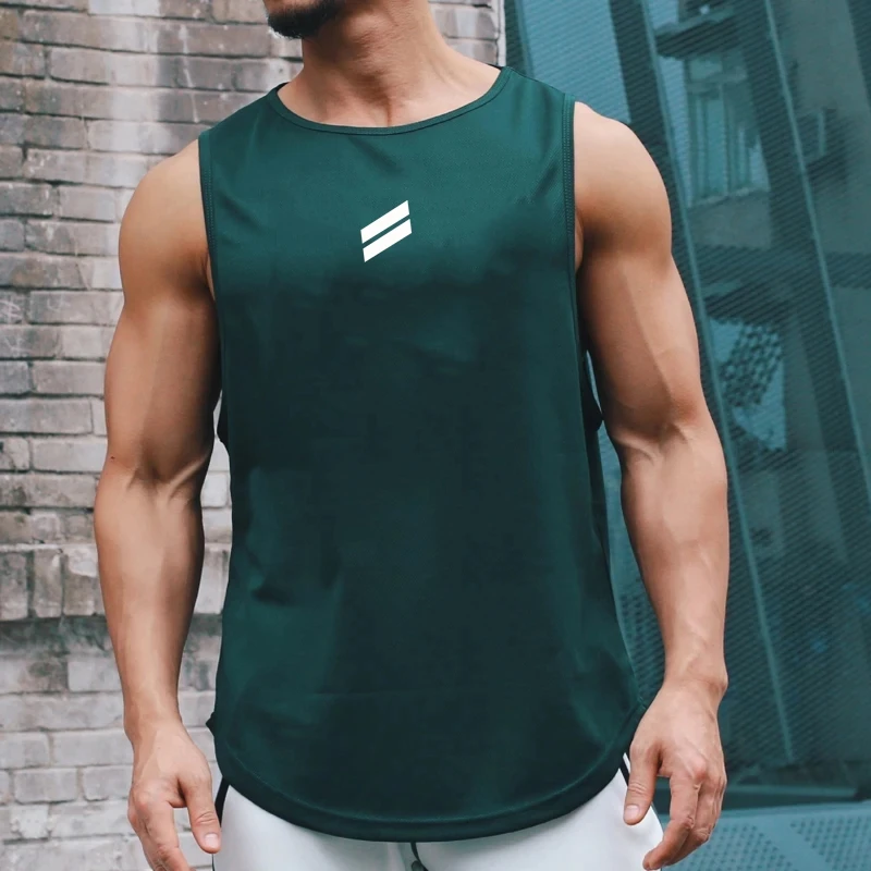 

Gym Fitness Bodybuilding Sport Men's Tank Top Mesh Breathable Quick Dry Running Sleeveless T-shirt Man Workout Muscle Casual Ves