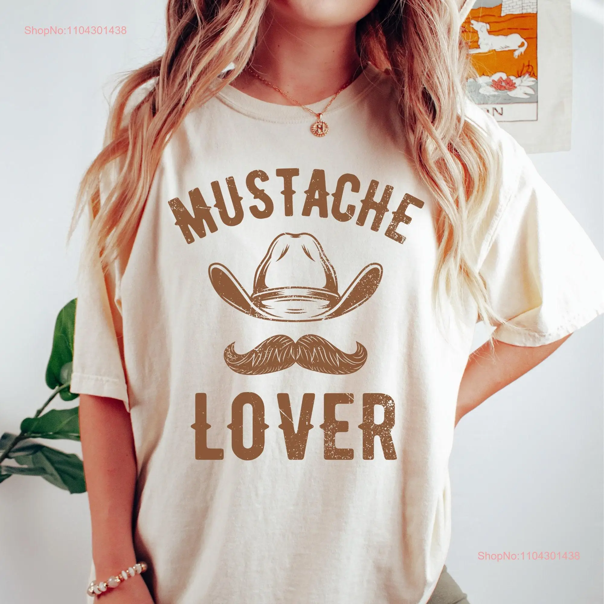 Mustache Lover T Shirt Comfort Colors Oversized Western Retro Cowgirl Cowboy Husband long or short sleeves