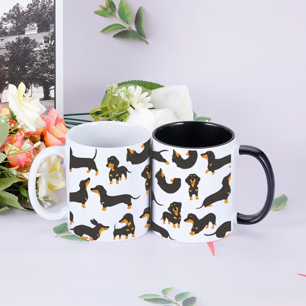 

Cute Dachshund Print Coffee Mugs I Love Dachshunds Tea Cocoa Cup Customized Ceramic Cups Unique Gift for Pet Lovers Kids Friends